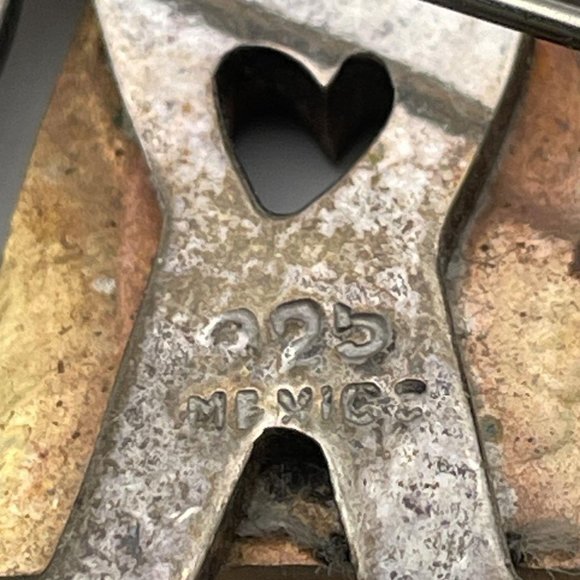 Sterling Steel Silver & Gold Tone Brass Small Angel Brooch With Heart & Halo - Picture 5 of 5